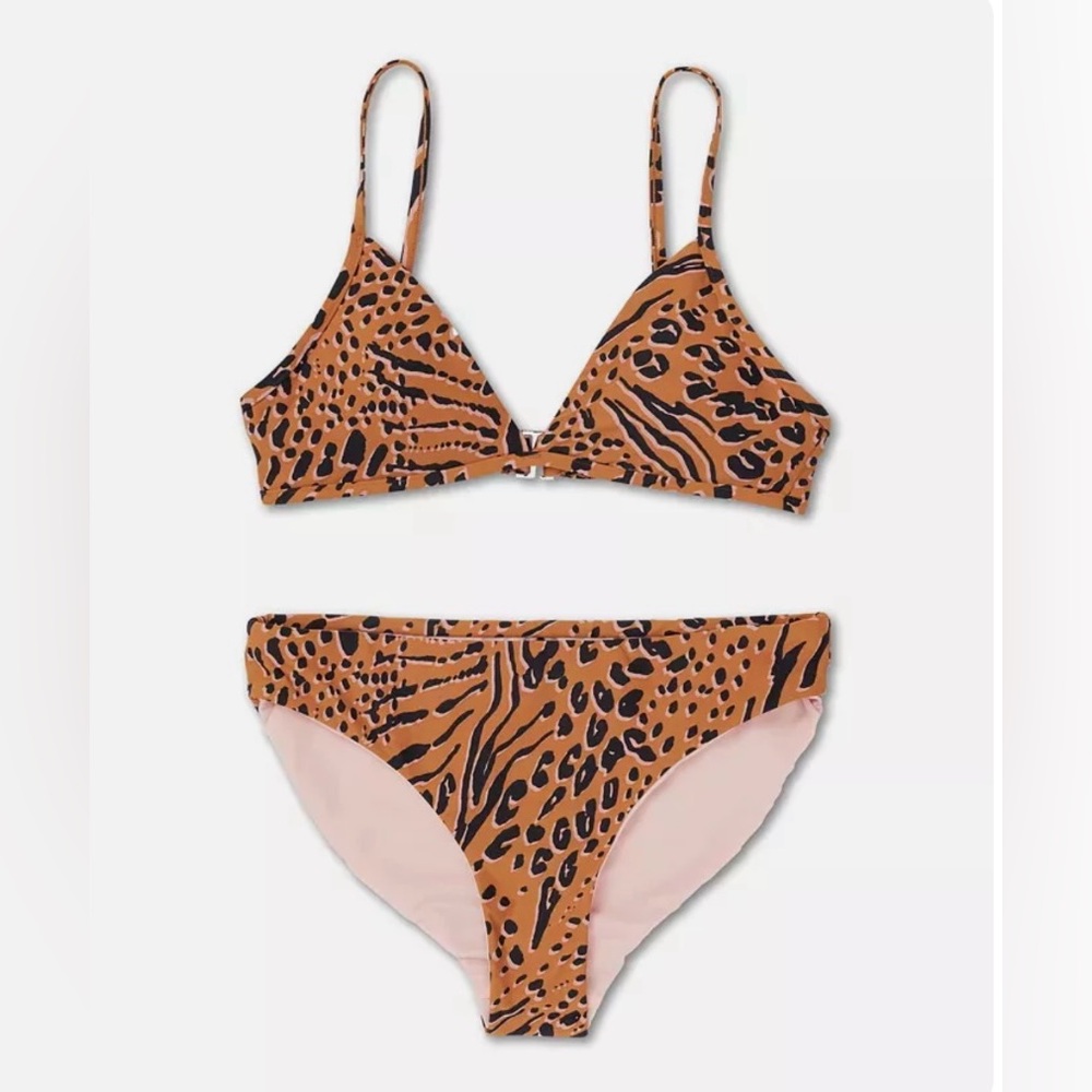 Volcom Girls Running Wild Bikini Set Kids Size 8 NWT